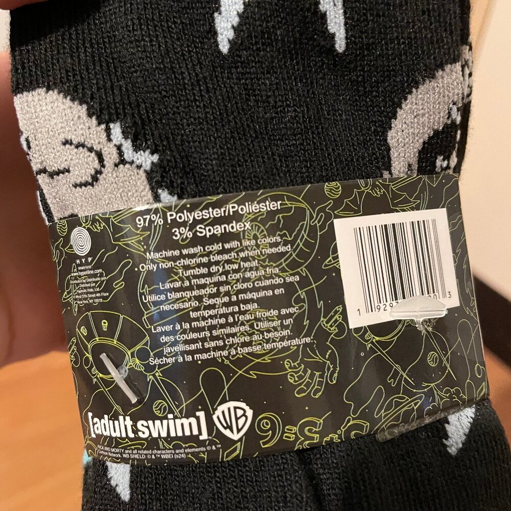 FIRM. Rick and Morty Adult Swim - 6 Pair CREW Socks by HYP. NWT Size 6-12 - Picture 6 of 9